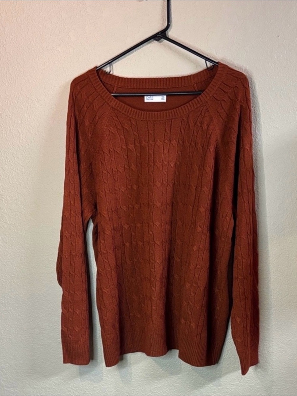 New Croft & Barrow Sweater Women’s Rust Color Cable Knit Crew Neck Classic XXL